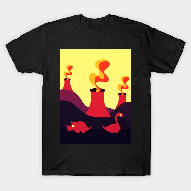 Dinos and Volcanos T-Shirt by DreamPassion